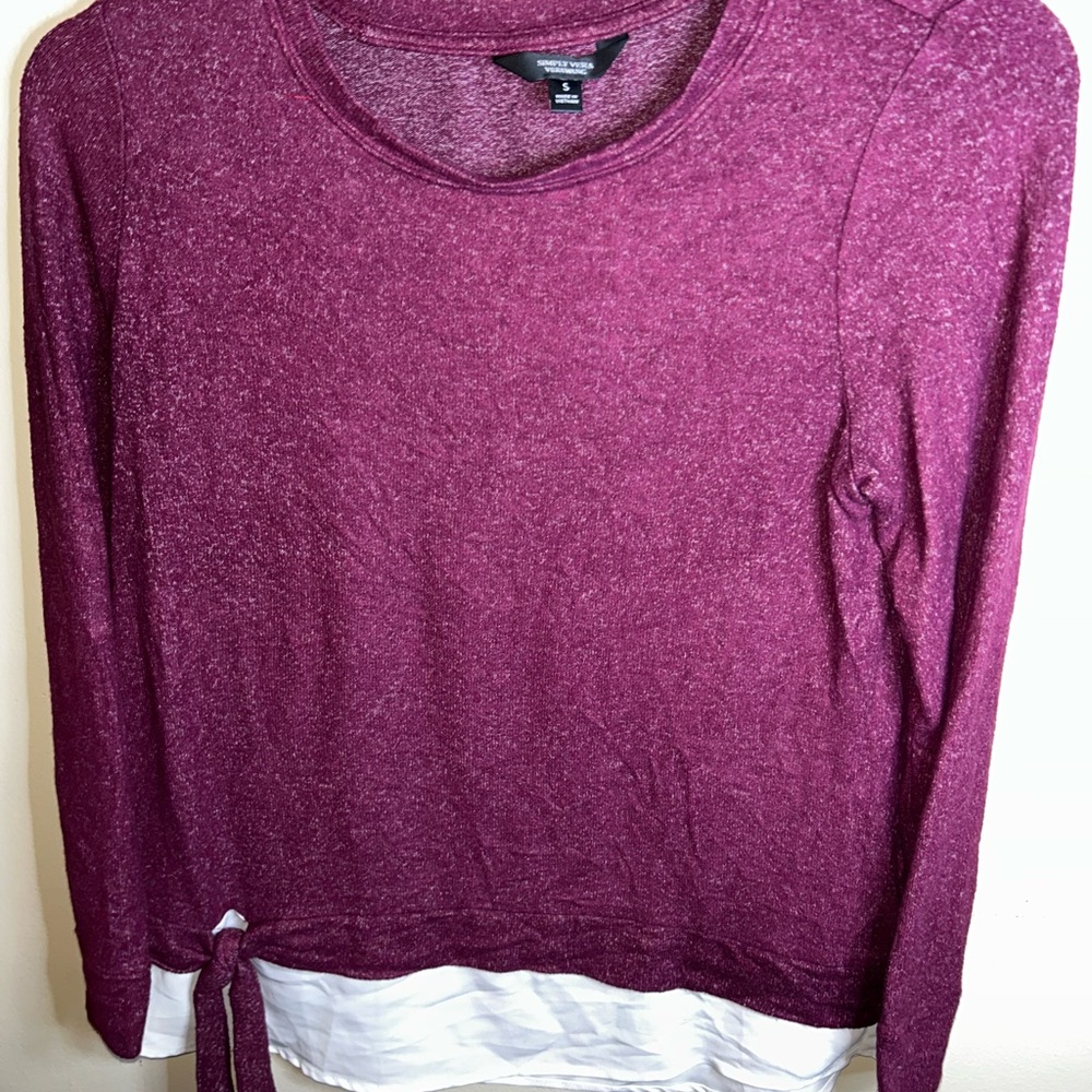 Simply Vera Vera Wang Burgundy Long Sleeve Tee